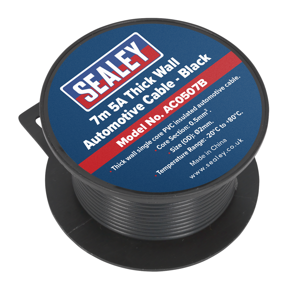 Sealey AC0507B 5A Thick Wall Automotive Cable 7m - Black