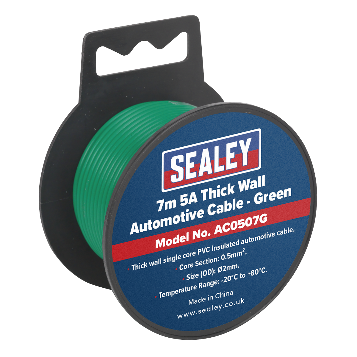 Sealey AC0507G 5A Thick Wall Automotive Cable 7m - Green