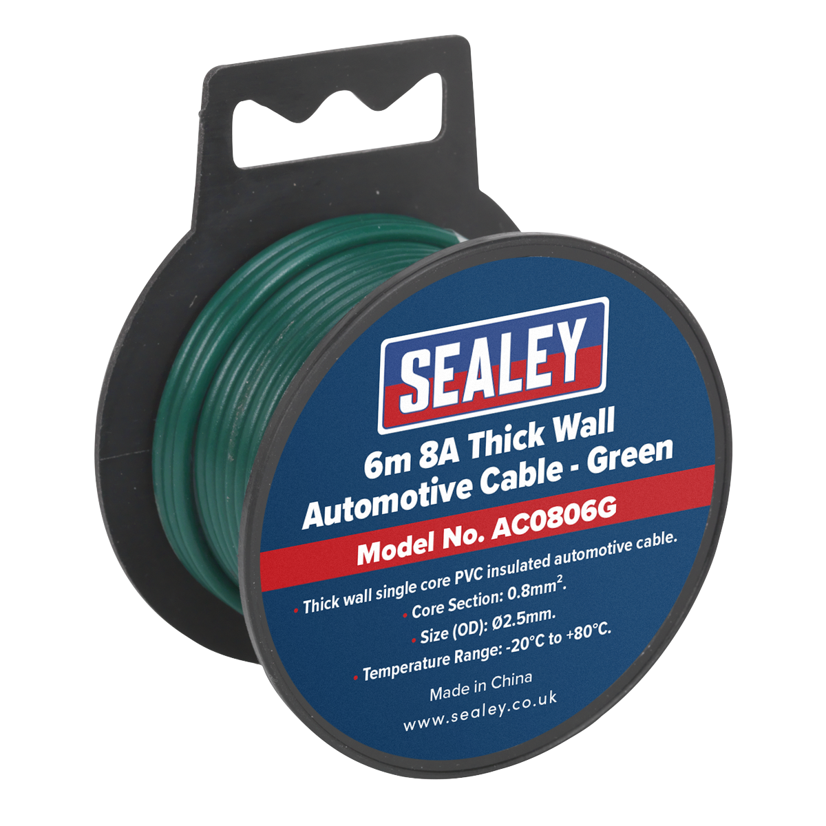 Sealey AC0806G 8A Thick Wall Automotive Cable 6m - Green