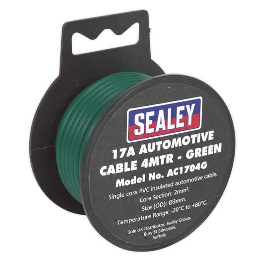 Sealey AC1704G 17A Thick Wall Automotive Cable 4m - Green