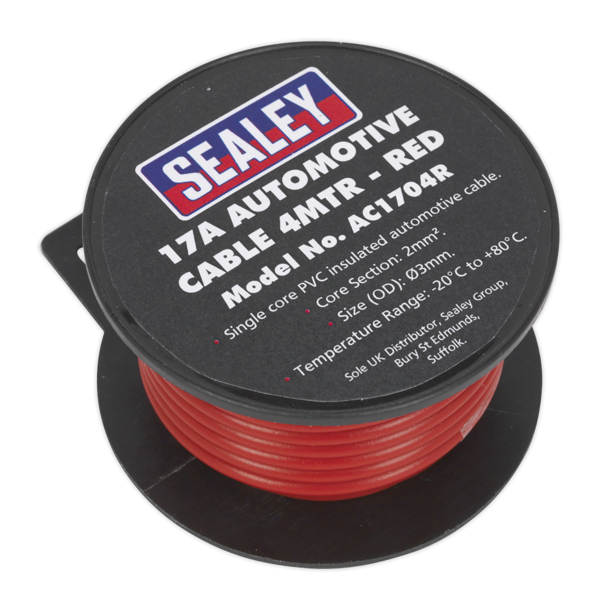 Sealey AC1704R 17A Thick Wall Automotive Cable 4m - Red