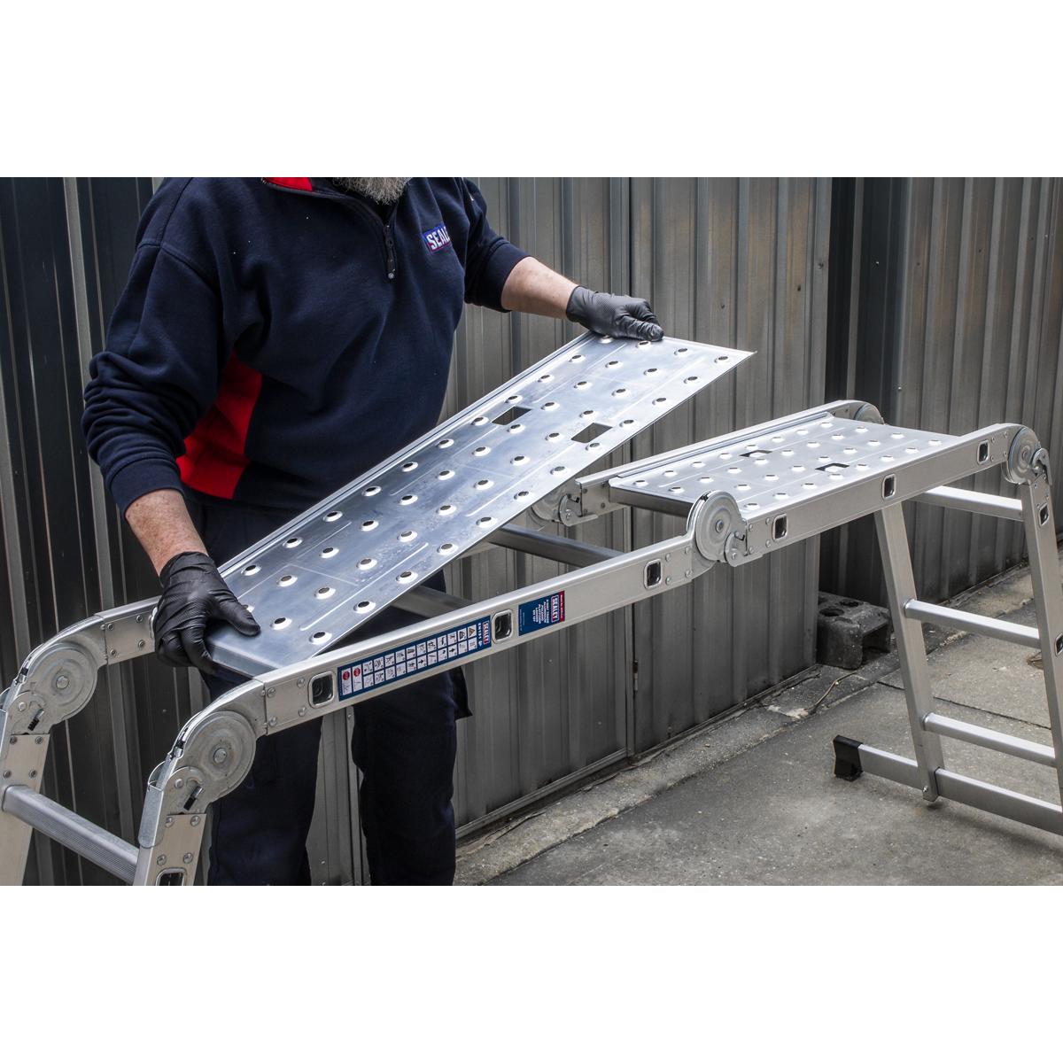 Sealey AFPL1 4-Way Aluminium Folding Platform Ladder - EN 131