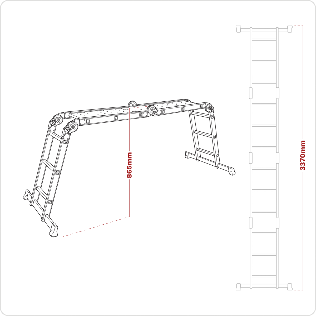 Sealey AFPL1 4-Way Aluminium Folding Platform Ladder - EN 131