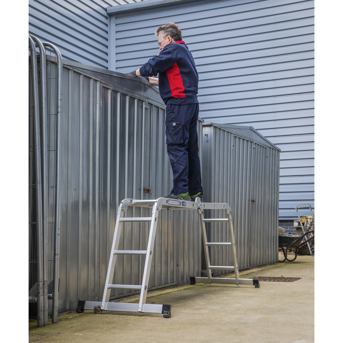 Sealey AFPL1 4-Way Aluminium Folding Platform Ladder - EN 131