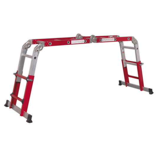 Sealey AFPL2 Aluminium 4-Way Multipurpose Adjustable-Height Ladder - EN 131