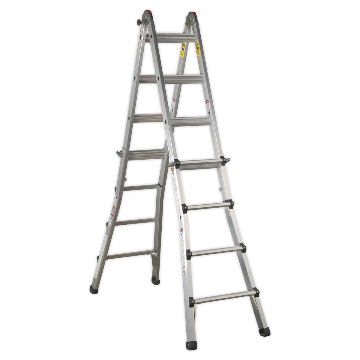 Sealey AFPL3 Aluminium 4-Way Telescopic Adjustable-Height Ladder - EN 131