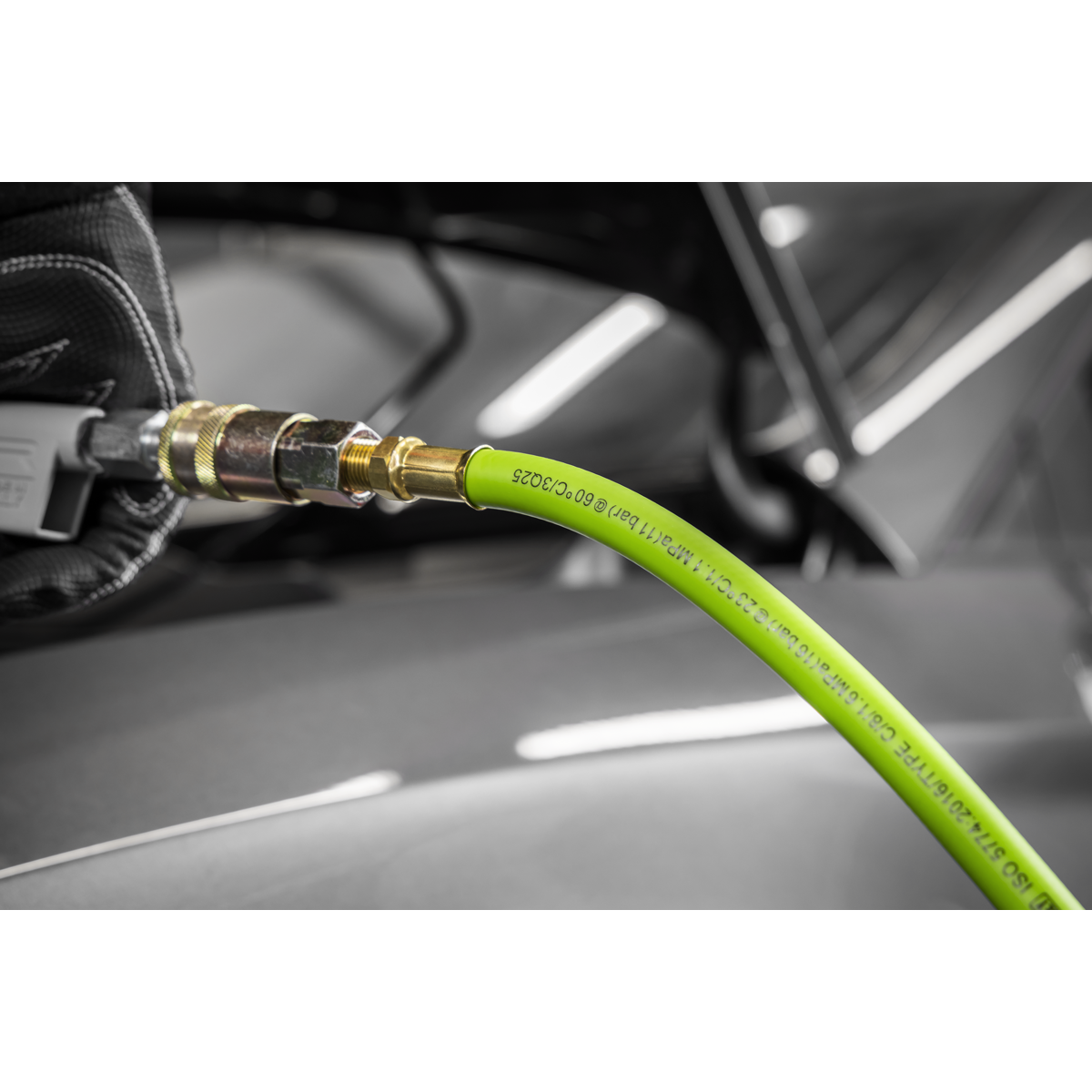 Sealey AHH10 High-Visibility Hybrid Air Hose with 1/4"BSP Unions 10m x 8mm