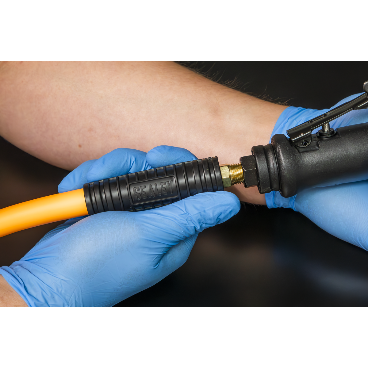 Sealey AHHC1038 High-Visibility Hybrid Air Hose with 1/4"BSP Unions 10m x 10mm