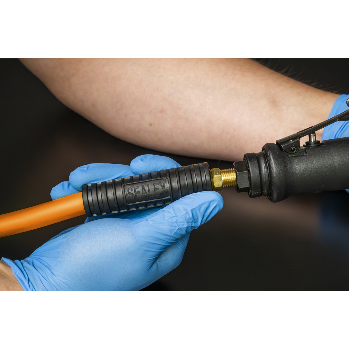 Sealey AHHC5 High-Visibility Hybrid Air Hose with 1/4"BSP Unions 5m x 8mm