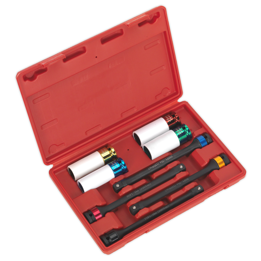 Sealey AK2243 Torque Stick & Aluminium Wheel Impact Socket Set 1/2"Sq Drive 8pc
