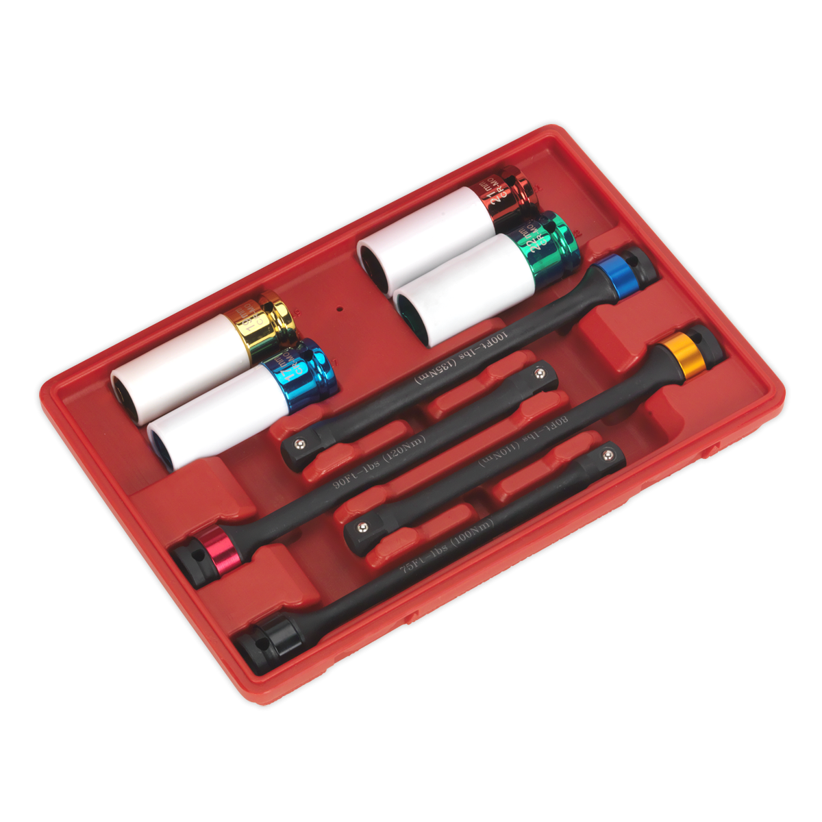 Sealey AK2243 Torque Stick & Aluminium Wheel Impact Socket Set 1/2"Sq Drive 8pc