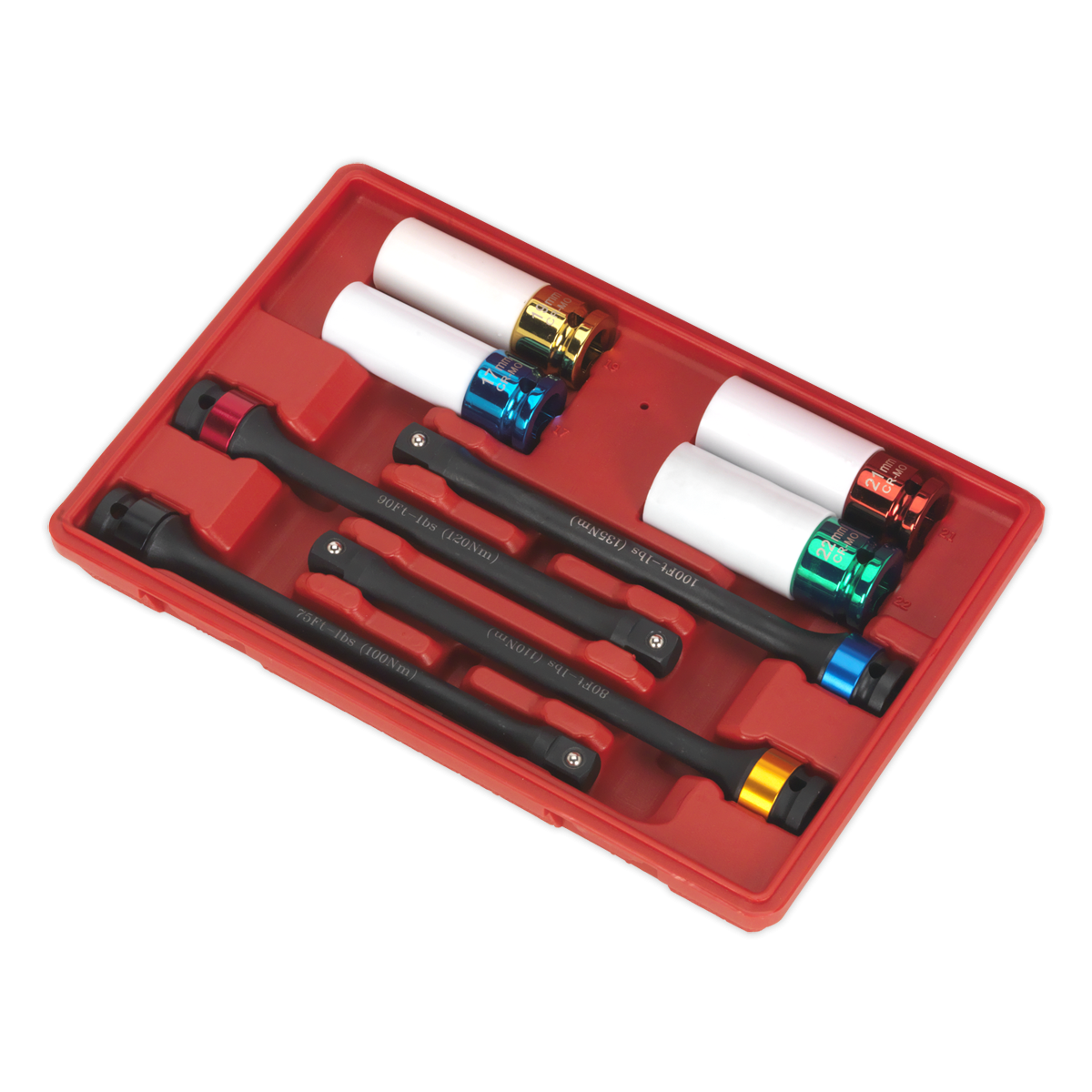 Sealey AK2243 Torque Stick & Aluminium Wheel Impact Socket Set 1/2"Sq Drive 8pc