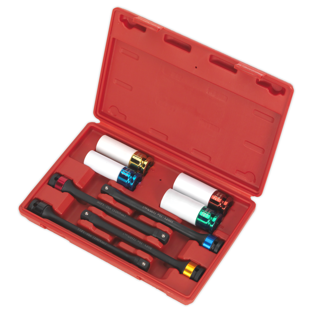 Sealey AK2243 Torque Stick & Aluminium Wheel Impact Socket Set 1/2"Sq Drive 8pc