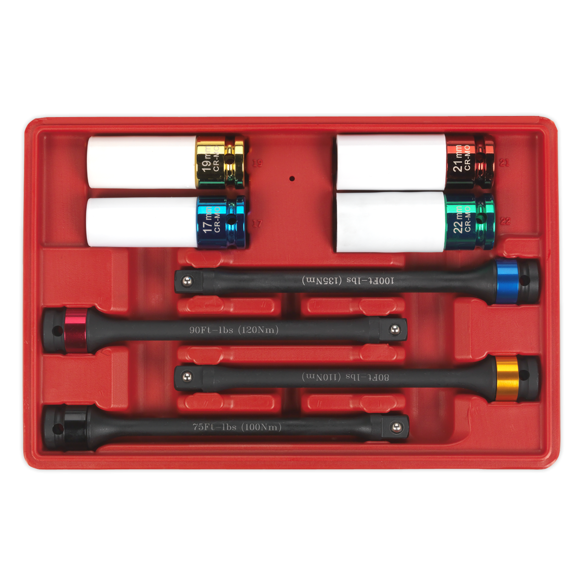 Sealey AK2243 Torque Stick & Aluminium Wheel Impact Socket Set 1/2"Sq Drive 8pc