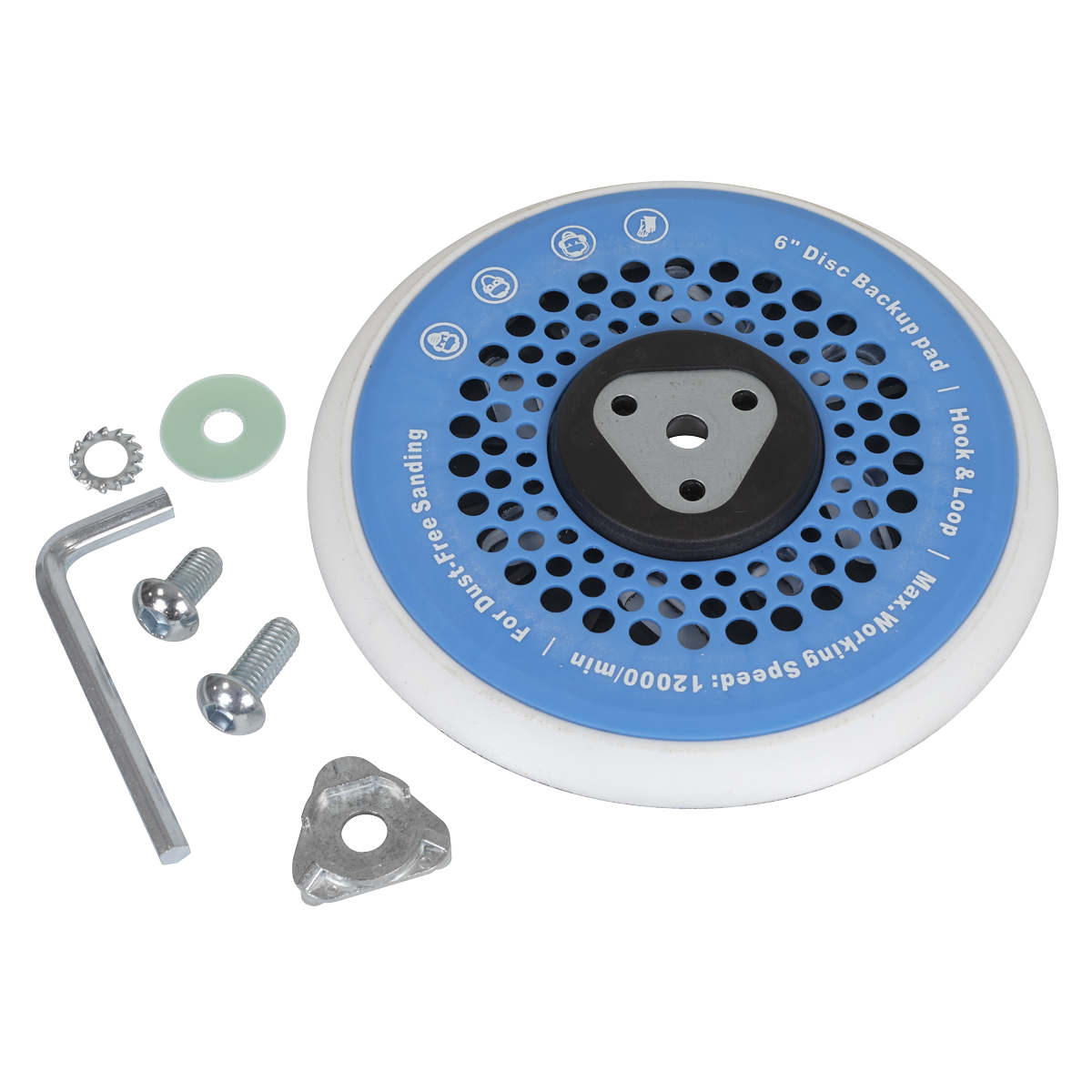 Sealey AK289 Universal Dust-Free Hook-and-Loop DA Backing Pad 150mm x 5/16"UNF & M8
