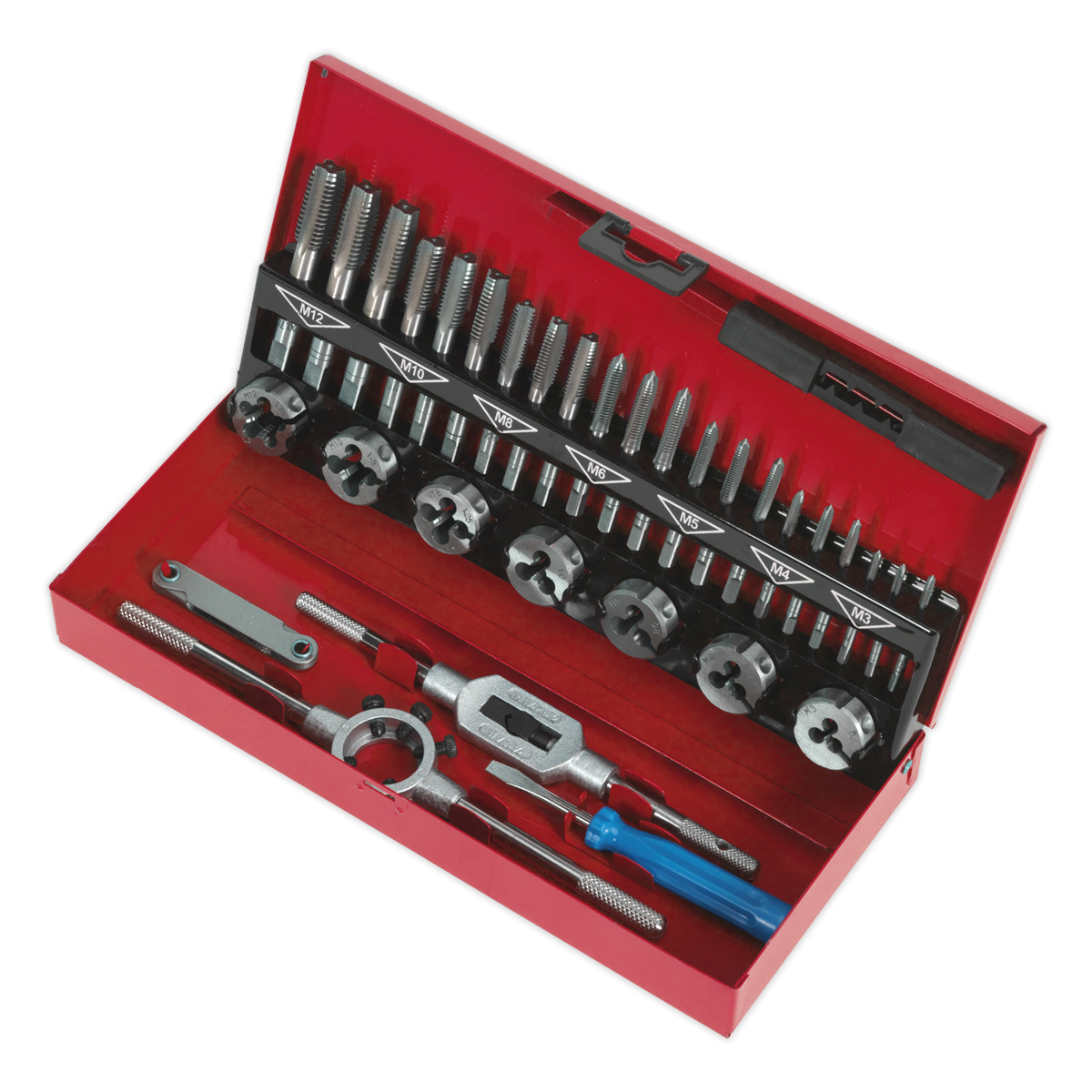 Sealey AK3015 Metric Tap & Die Set Split Dies 32pc