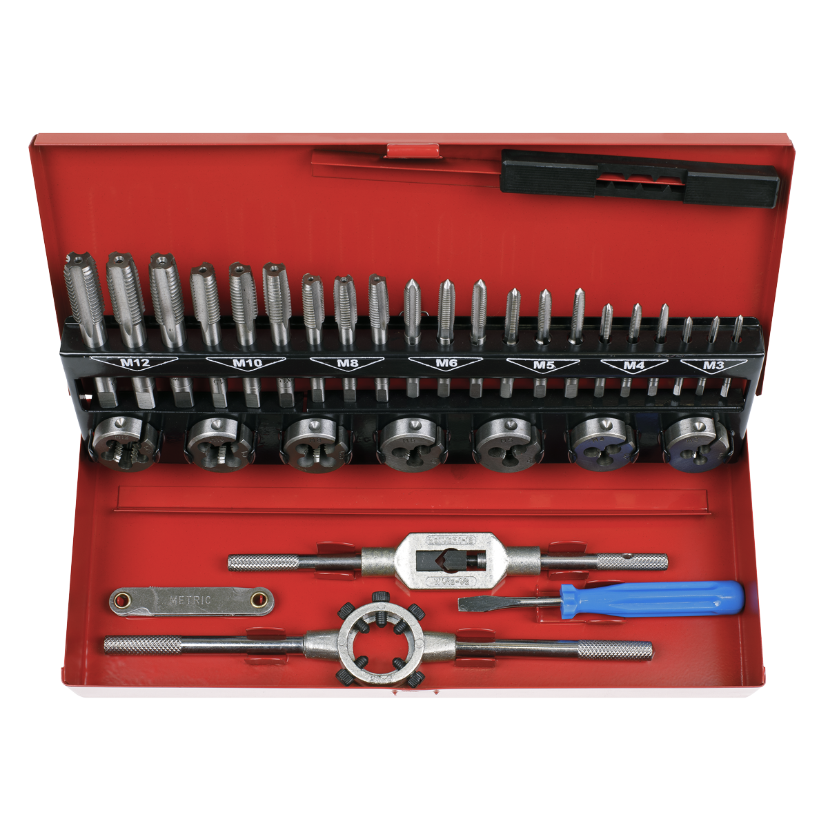 Sealey AK3015 Metric Tap & Die Set Split Dies 32pc