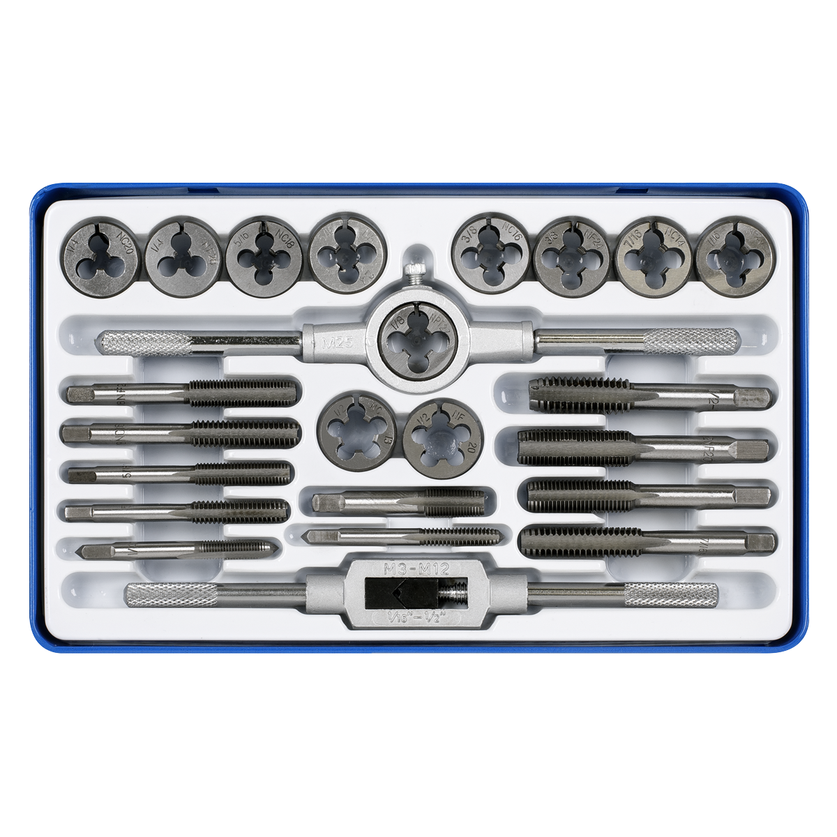 Sealey AK3024IMP Imperial Tap & Split Die Set 24pc