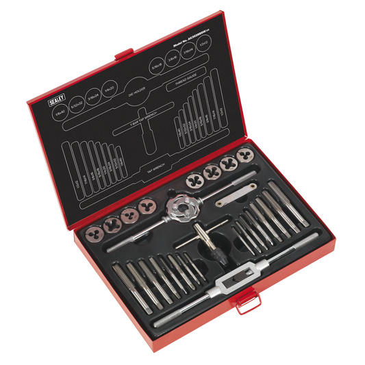 Sealey AK3028BSW Imperial Tap & Die Set Split Dies BSW 28pc