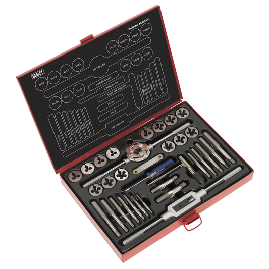 Sealey AK3033 Metric/UNF/BSP Tap & Die Set Split Dies 33pc