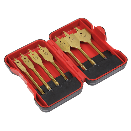 Sealey AK3707FW Titanium Coated Flat Wood Drill Bit Set 7pc