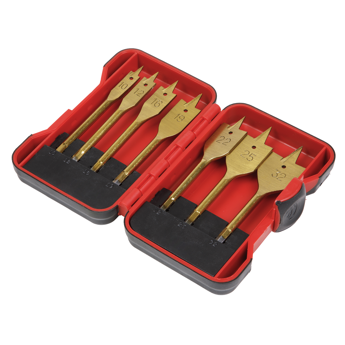 Sealey AK3707FW Titanium Coated Flat Wood Drill Bit Set 7pc