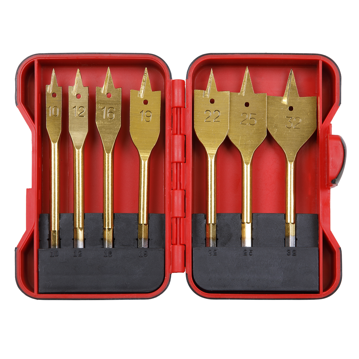 Sealey AK3707FW Titanium Coated Flat Wood Drill Bit Set 7pc