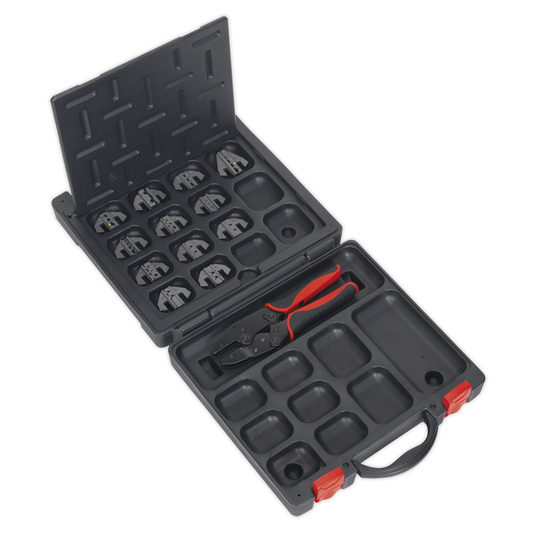 Sealey AK3858COMBO Ratchet Crimping Tool with Jaws and Storage Case