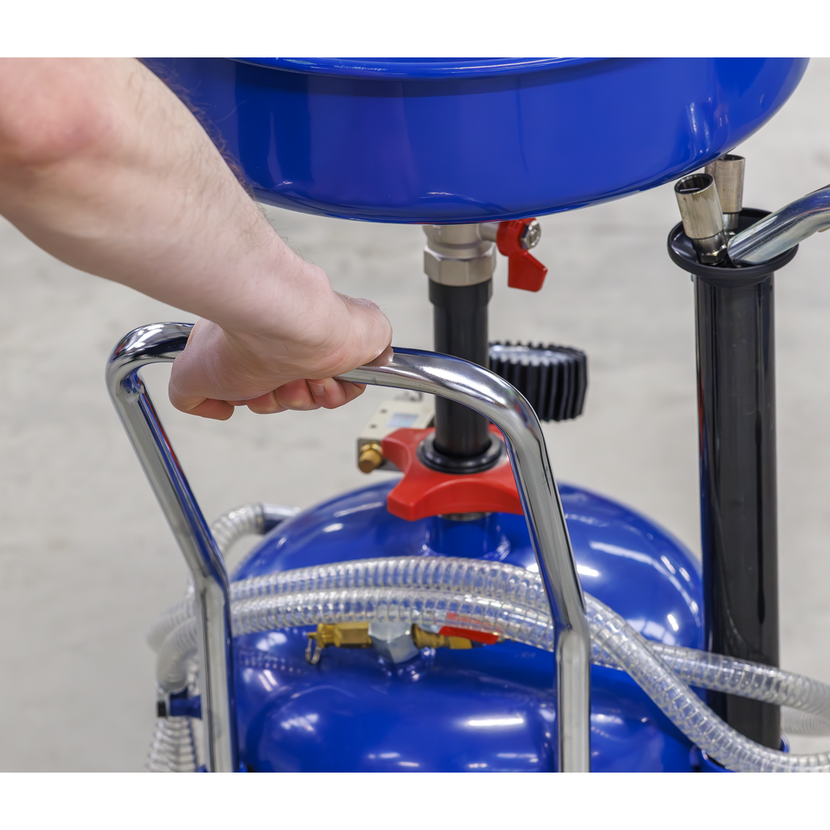 Sealey AK456DX Air Discharge Mobile Oil Drainer with Probes 35L