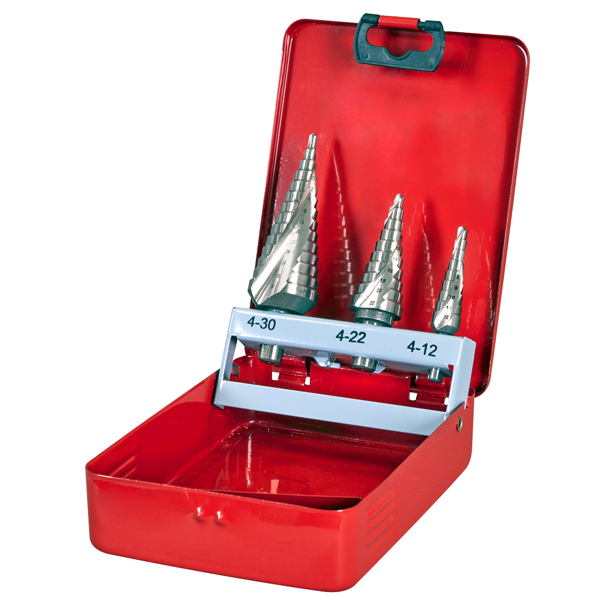 Sealey AK4743 Spiral Flute HSS M2 Step Drill Bit Set 3pc