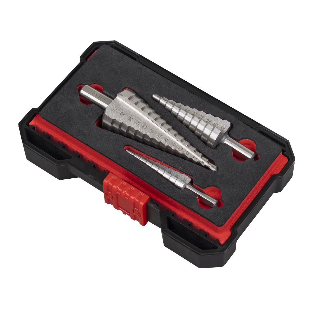 Sealey AK4746 Straight Flute HSS 4341 Step Drill Bit Set 3pc