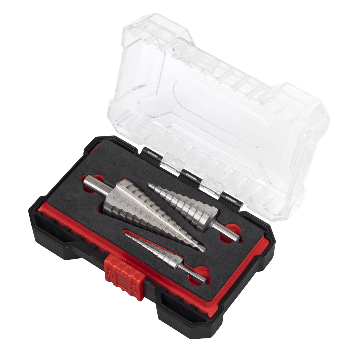 Sealey AK4746 Straight Flute HSS 4341 Step Drill Bit Set 3pc