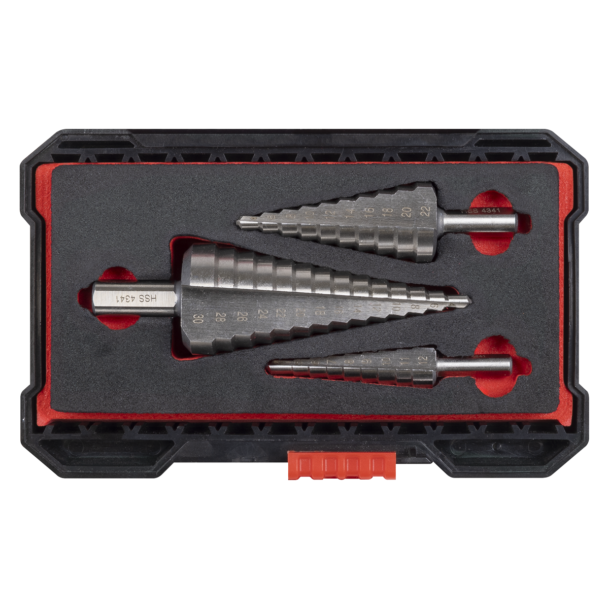 Sealey AK4746 Straight Flute HSS 4341 Step Drill Bit Set 3pc