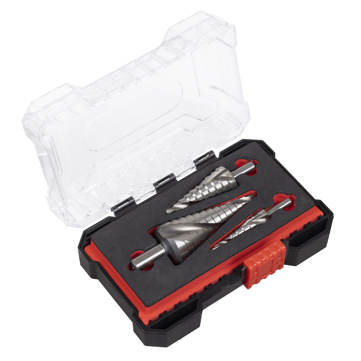 Sealey AK4749 Spiral Flute HSS 4341 Step Drill Bit Set 3pc
