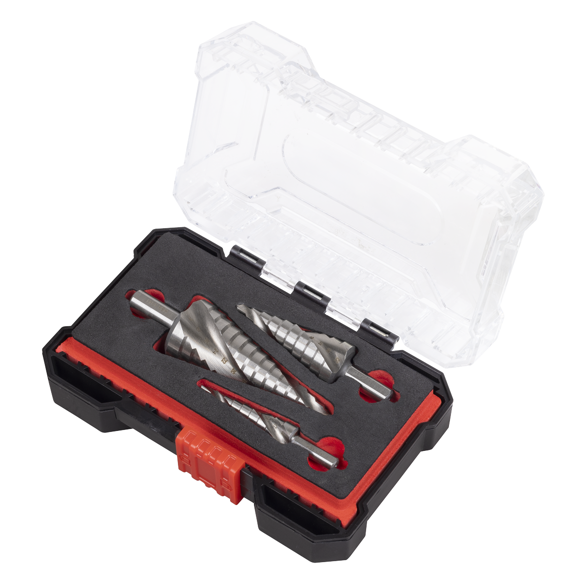 Sealey AK4749 Spiral Flute HSS 4341 Step Drill Bit Set 3pc