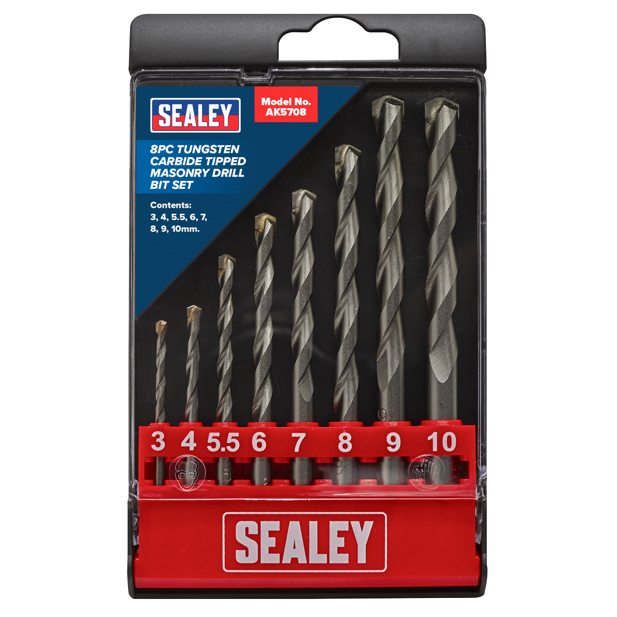Sealey AK5708 Tungsten Carbide Tipped Masonry Drill Bit Set 8pc