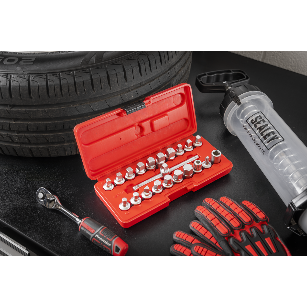 Sealey AK6586 Oil Drain Plug Key Set 3/8"Sq Drive 21pc
