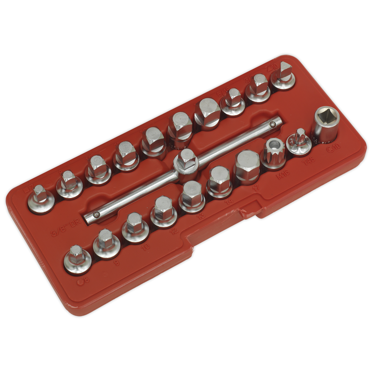 Sealey AK6586 Oil Drain Plug Key Set 3/8"Sq Drive 21pc