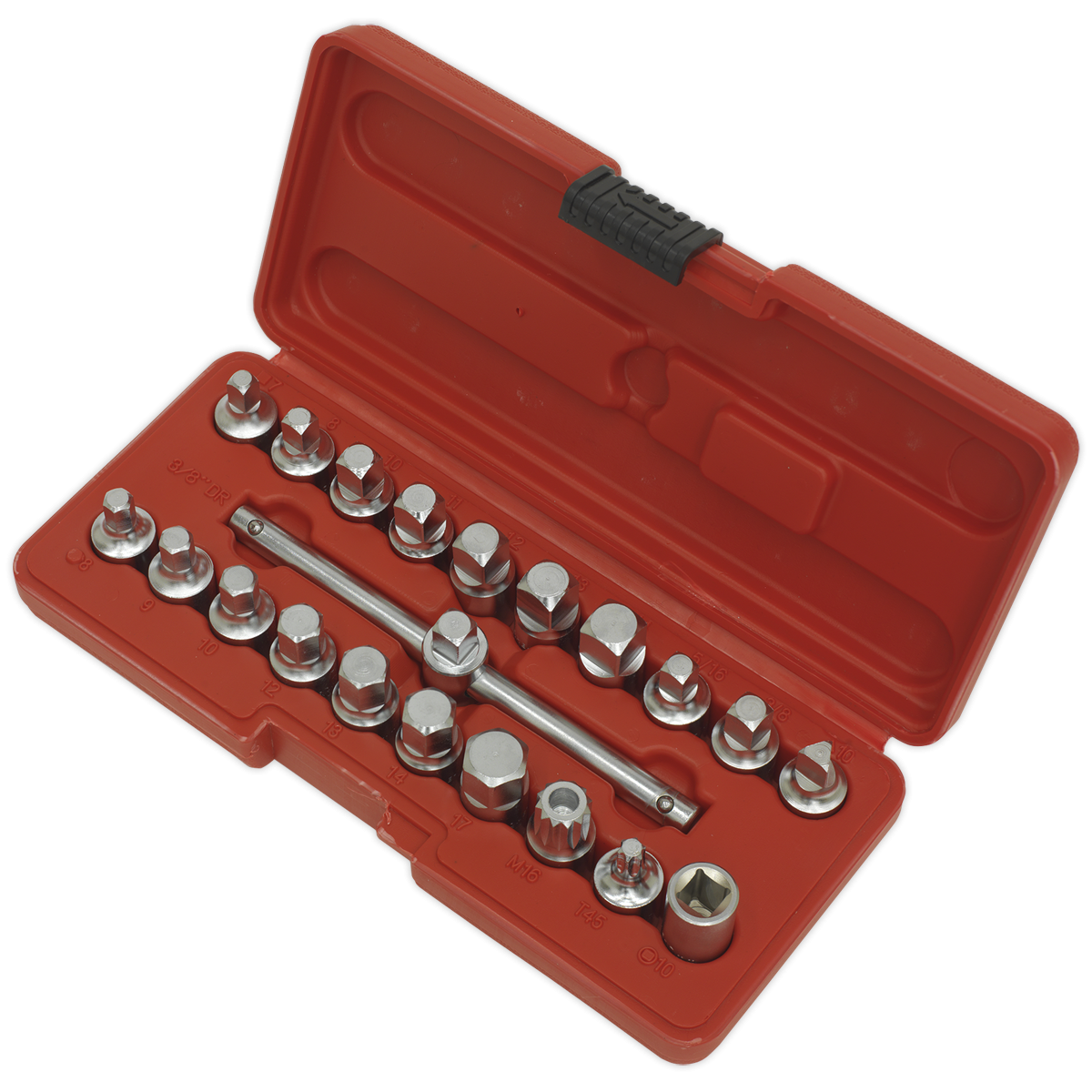 Sealey AK6586 Oil Drain Plug Key Set 3/8"Sq Drive 21pc
