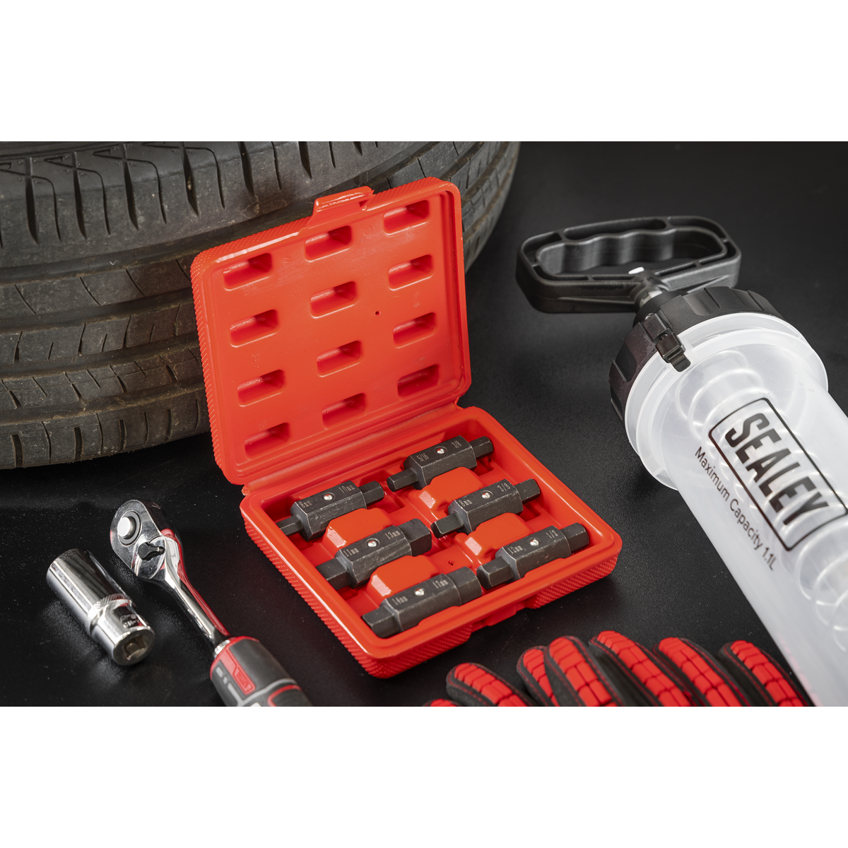 Sealey AK658 Double End Oil Drain Plug Key Set 6pc