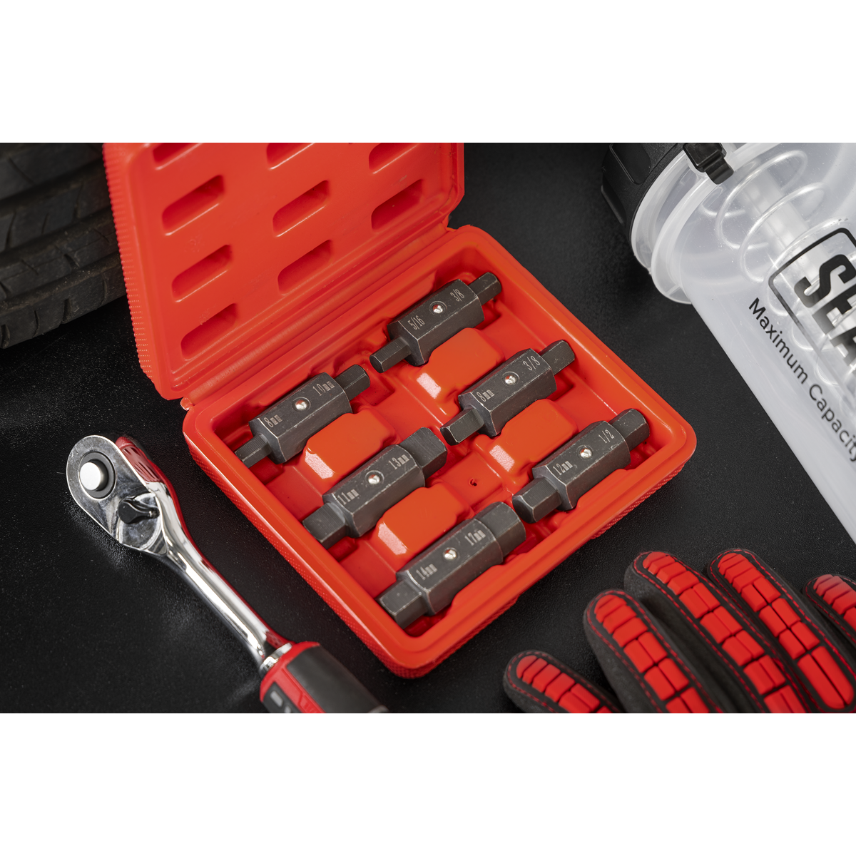 Sealey AK658 Double End Oil Drain Plug Key Set 6pc