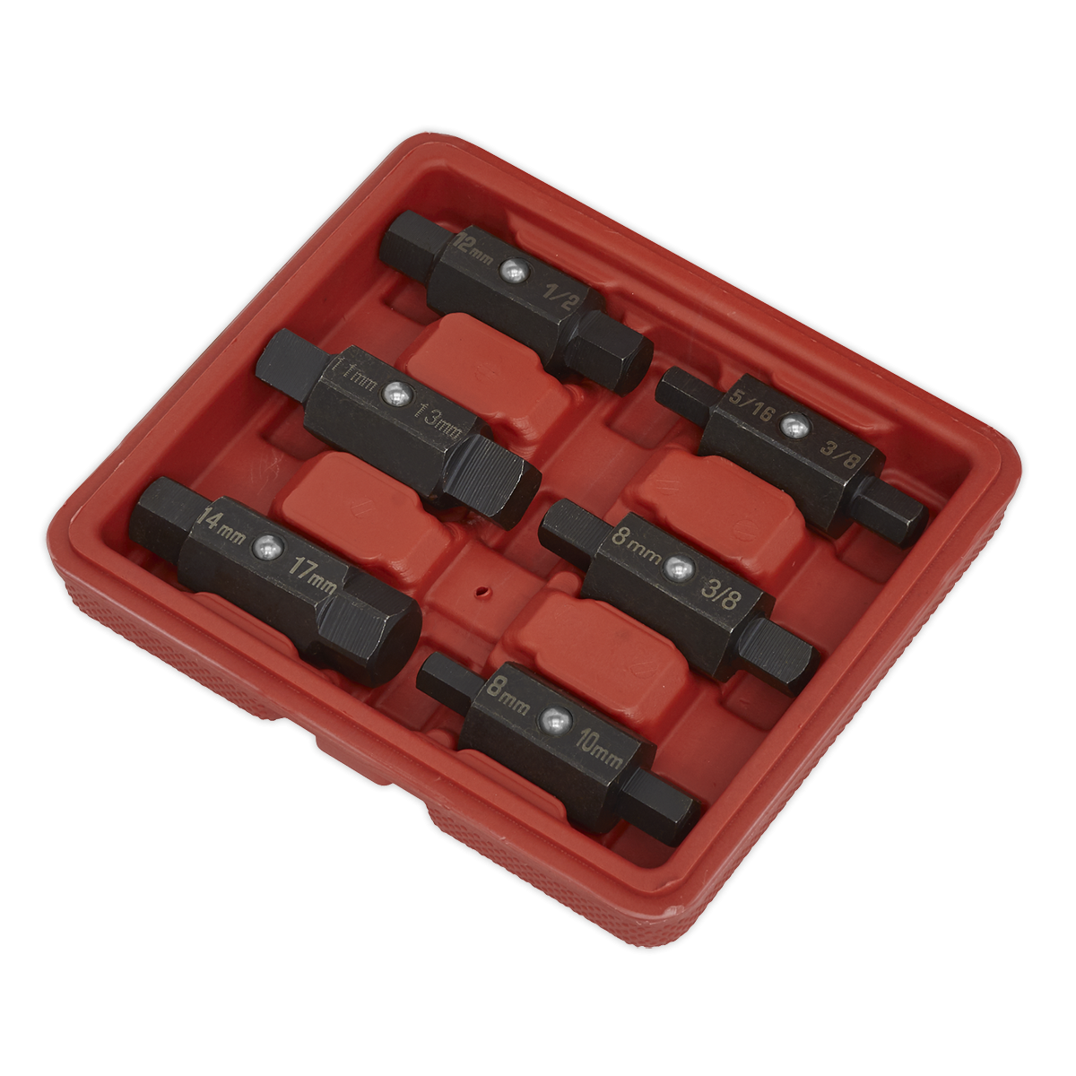 Sealey AK658 Double End Oil Drain Plug Key Set 6pc