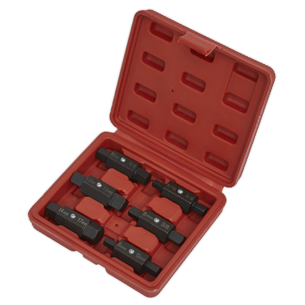 Sealey AK658 Double End Oil Drain Plug Key Set 6pc