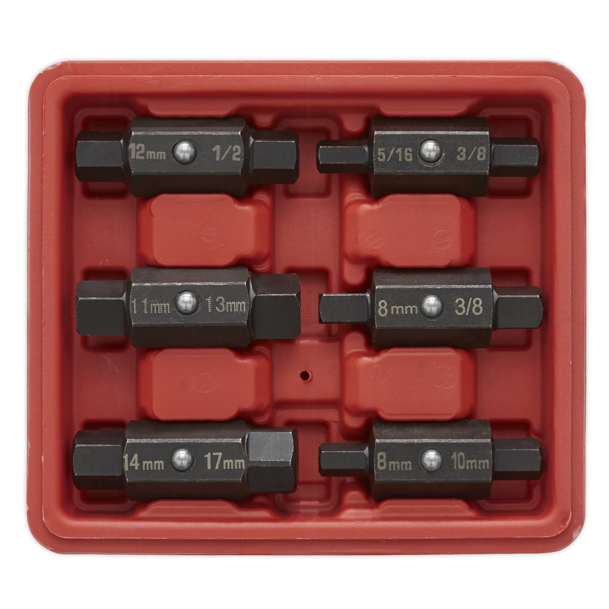 Sealey AK658 Double End Oil Drain Plug Key Set 6pc