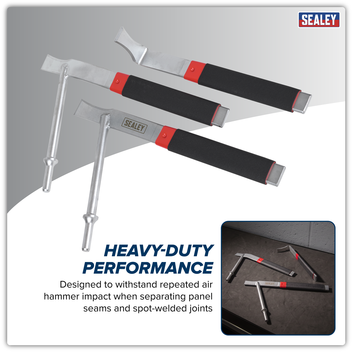 Sealey AK679 Air Hammer Panel Seam Splitter Set 3pc