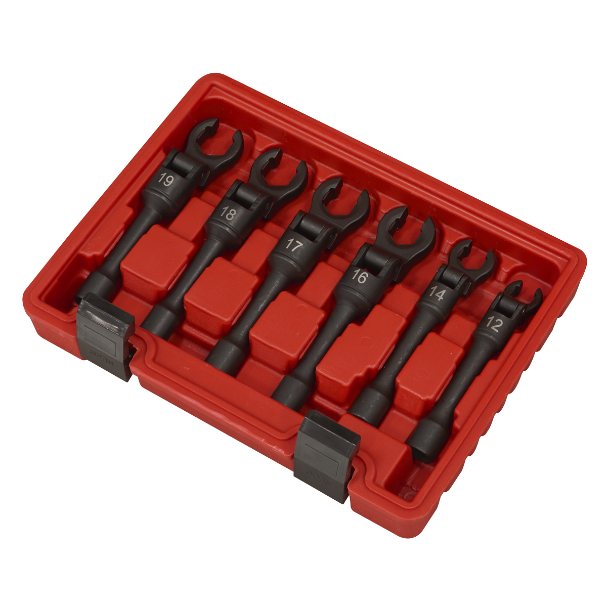 Sealey AK6901 Flexi-Head Flare Nut Diesel Injection Wrench Set 6pc 3/8"Sq Drive