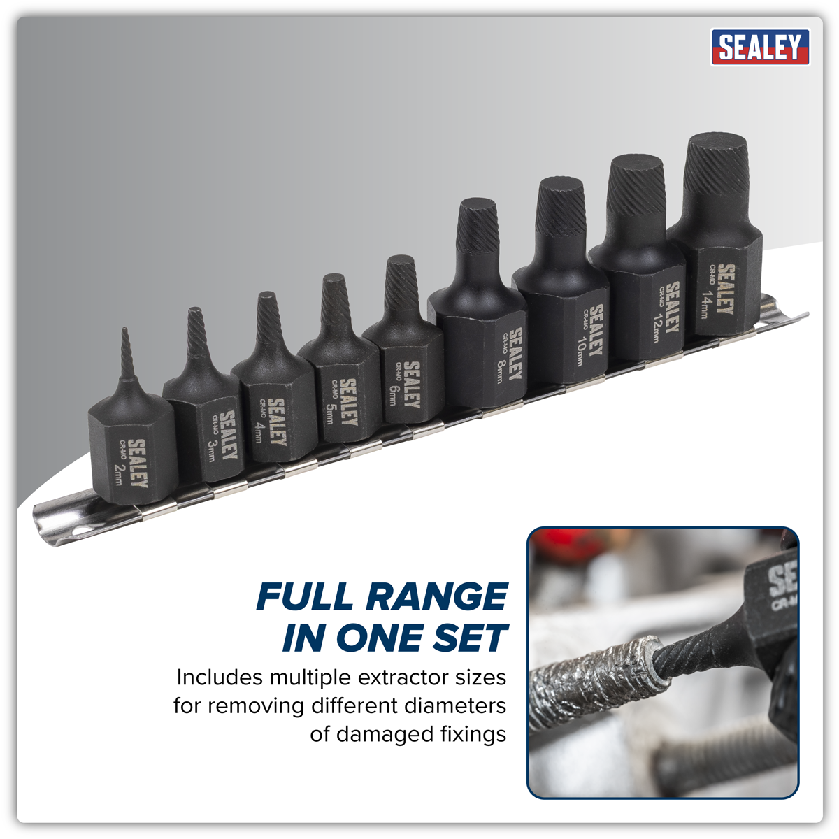 Sealey AK7222 Stud Extractor Set 9pc