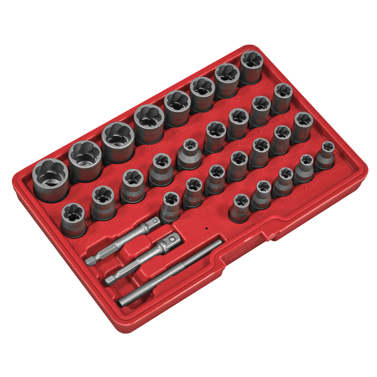 Sealey AK8132 Slim Design Bolt & Nut Extractor Set 32pc