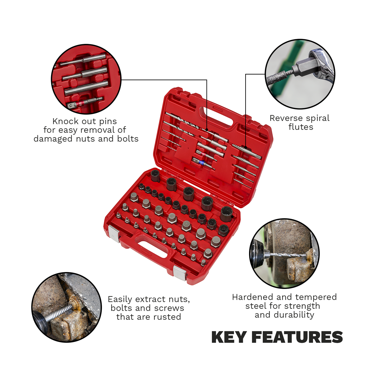 Sealey AK8156 Master Nut, Bolt & Screw Extractor Set 56pc