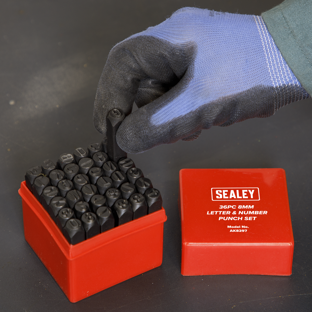 Sealey AK8297 Letter & Number Punch Set 8mm 36pc